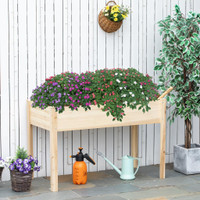 Elevated Planter Box 46" x 23.5" x 30.25" Natural Wood