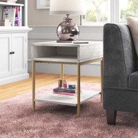 Willa Arlo™ Interiors Cates Two-Tone Rectangular End Table With USB Port