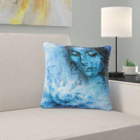 East Urban Home Portrait Young Woman with Closed Eyes Pillow