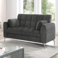 Ivy Bronx Anbritt 55.75" Chenille Round Arm Loveseat with Reversible Cushions