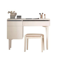 Orren Ellis 33.46"White solid wood vanity with stool