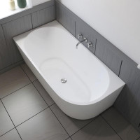 59 Inch Freestanding Acrylic Corner Tub - Chrome drain and overflow included ( cUPC Certified ) ( Left or Right )  BSQ