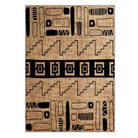 Rugpera Rodeo Beige And Black Color Geometric Design Carpet Machine Woven Polyester & Cotton Yarn Area Rug98008