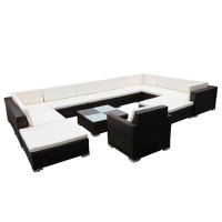 NYBusiness Vidaxl 12 Piece Patio Lounge Set With Cushions Poly Rattan