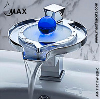 Waterfall Bathroom Faucet With LED Light Chrome,Glass Finish