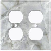 WorldAcc Metal Light Switch Plate Outlet Cover (Marble Grey Print 3  - Double Duplex)