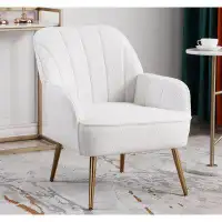 Mercer41 Modern Soft White Teddy Fabric Ivory Ergonomics Accent Chair Living Room Chair Bedroom Chair Home Chair With Go