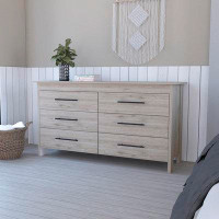 Millwood Pines Luxor New Contemporary Six Drawer Double Bedroom Dresser, Light Grey