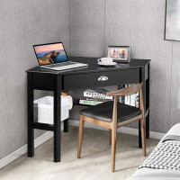 Winston Porter Winston Porter Corner Desk, Writing Corner Computer Desk With Drawer For Small Space, Wood Makeup Vanity