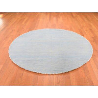 Isabelline 6'X6' Blue Grass Design Wool And Silk Round Hand Knotted Oriental Rug 4D2D0AD4A2A54A6FAD9CA82511DC497E