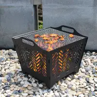 Ebern Designs Obee 16.8" H x 19.3" W Portable Fire Pit with Grill for BBQ , Outdoor Wood Burning Fire Pit