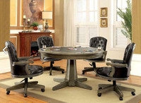 FOA CM-GM357T 5 pc Yelena Collection Gray Finish Wood Contemporary Style Round Poker/Game/Dining Table