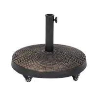 Arlmont & Co. 50-Lb All-Weather Outdoor Square Resin Umbrella Base With Wheels - Bronze