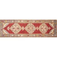 Nalbandian One-of-a-Kind Hand-Knotted 1960s 3'5" x 11'2" Runner Wool Area Rug in Red/Beige/Orange/Grey