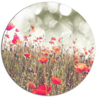 Design Art 'Red Poppy Flowers Meadow' Photographic Print on Metal