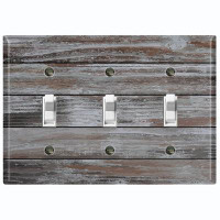 WorldAcc Brown Fence Gray Nature Themed 3 - Gang Wall Plate