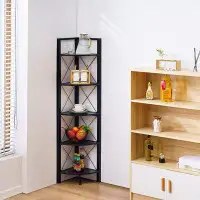 17 Stories 63" H X 12.2"  W Tall Wall Corner Bookshelf Bookcase And Plant Stand (5 Tier)