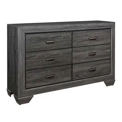 Loon Peak Wooden Bedroom Furniture Gray Finish 1Pc Dresser Of 6X Drawers Contemporary Design Rustic Aesthetic