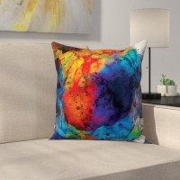 Ebern Designs Oreland Watercolor Rainbow Overature Throw Pillow