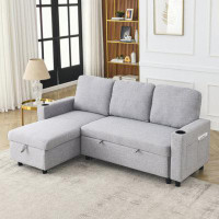 Latitude Run® 78.7"Comfortable Linen L-Shaped Combo Sofa Sofa Bed, Living Room Furniture Sets For Tight Spaces, Reversib