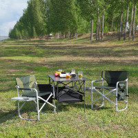 Latitude Run® Set Of 3, Folding Outdoor Table And Chairs Set For Indoor, Outdoor Camping, Picnics, Beach,backyard, Bbq,