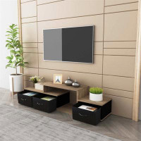 Ebern Designs Mordern TV Stand with Drawers, Folding Fabric Drawer, Metal Handle