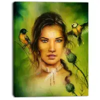 East Urban Home 'Indian Woman with Birds' Photographic Print on Canvas