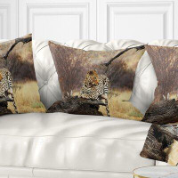 Made in Canada - East Urban Home Leopard Sitting on Tree Trunk African Pillow