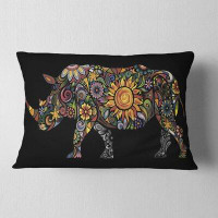 East Urban Home Animal Cheerful Rhinoceros Lumbar Pillow