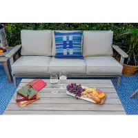 Rosecliff Heights Caytlynn Teak Patio Sofa with Sunbrella Cushion