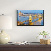 East Urban Home 'Chain Building and Parliament in Budapest' Framed Photographic Print on Wrapped Canvas