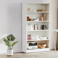Latitude Run® Black Bookshelf For Bedroom 5 Shelf Office Bookcase 60 Inches Tall Modern Wood Bookshelf For Living Room 5
