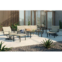 Winston Jasper Sofa, Swivel Lounge Chair and Side Table 8 Piece Rattan Seating Group