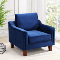 Mercer41 Mid-Century Accent Chair Velvet Fabric Comfy Reading Chair Sofa Chair For Apartment