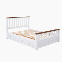 Red Barrel Studio Wood Platform Bed with Two Drawers and Wooden Slat Support