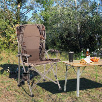 Arlmont & Co. Arlmont & Co. Portable Folding Arm Chair Heavy Duty 400 Lbs With Cup Holder For Camping