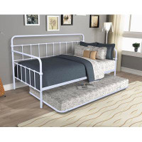 Red Barrel Studio Galymzhan Twin Steel Daybed With Trundle, Sturdy Metal, Two Additional Sleep Areas