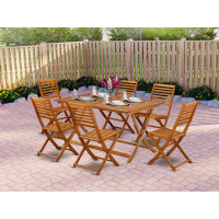 Red Barrel Studio Restu 7 Piece Bistro Table Set Outdoor- Great For The Beach, Campy, Picnics - Wonderful Wood Folding T
