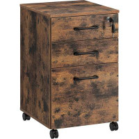 Inbox Zero Inbox Zero File Cabinet 3 Drawers, Rolling Mobile Filing Cabinet With 1 Lock, Under Desk File Cabinet With 5