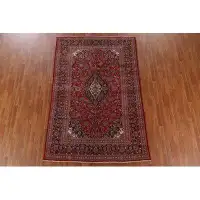 Isabelline Traditional Mashad Persian Design Area Rug Hand-Knotted 6X10