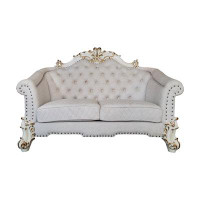 ACME Furniture ACME Vendome II Loveseat With 4 Pillows In Two Tone Ivory And Antique Pearl