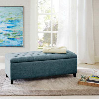 Hokku Designs Tufted Top Storage Bench, Armless/Backless Storage Bench With Cushioned Seat,Shoe Bench For Living Room, E