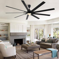 YUHAO 84 In. Supper Large Industrial Black Ceiling Fan with Light