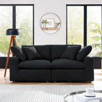 Modway Commix Down Filled Overstuffed Boucle Fabric Loveseat In Black