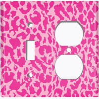 WorldAcc Metal Light Switch Plate Outlet Cover (Pink Leopard Print  - Single Toggle Single Duplex)