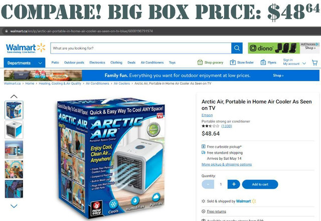 DESKTOP-SIZE EVAPORATIVE AIR COOLER -- Big Box price $48.64 -- Amazon.ca price $59.99 -- Our price only $34.95! in Other - Image 4