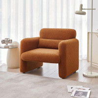 Latitude Run® 34"Lamb Fleece Fabric Sofa, Modern Single Sofa with Support Pillow