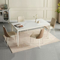 Corrigan Studio Light luxury modern cream wind rock plate dining table and chair combination
