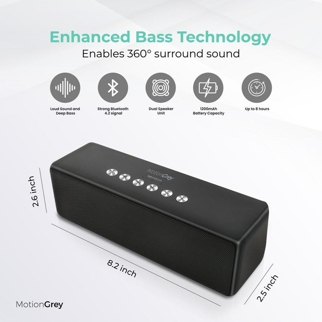 MotionGrey M Series - High Quality Portable Bluetooth Speaker, Great Sounding Wireless Audio Outdoor Speakers in Speakers - Image 2