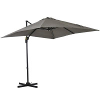 Outsunny 8'x8' Square Patio Hanging Offset Umbrella Light Grey